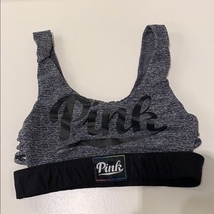 Grey cris cross Victoria's Secret pink sports bra